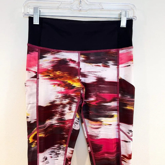 Lululemon Colorful Watercolor Ruffle Ankle Running Athletic Pants Leggings 4 - Picture 4 of 8